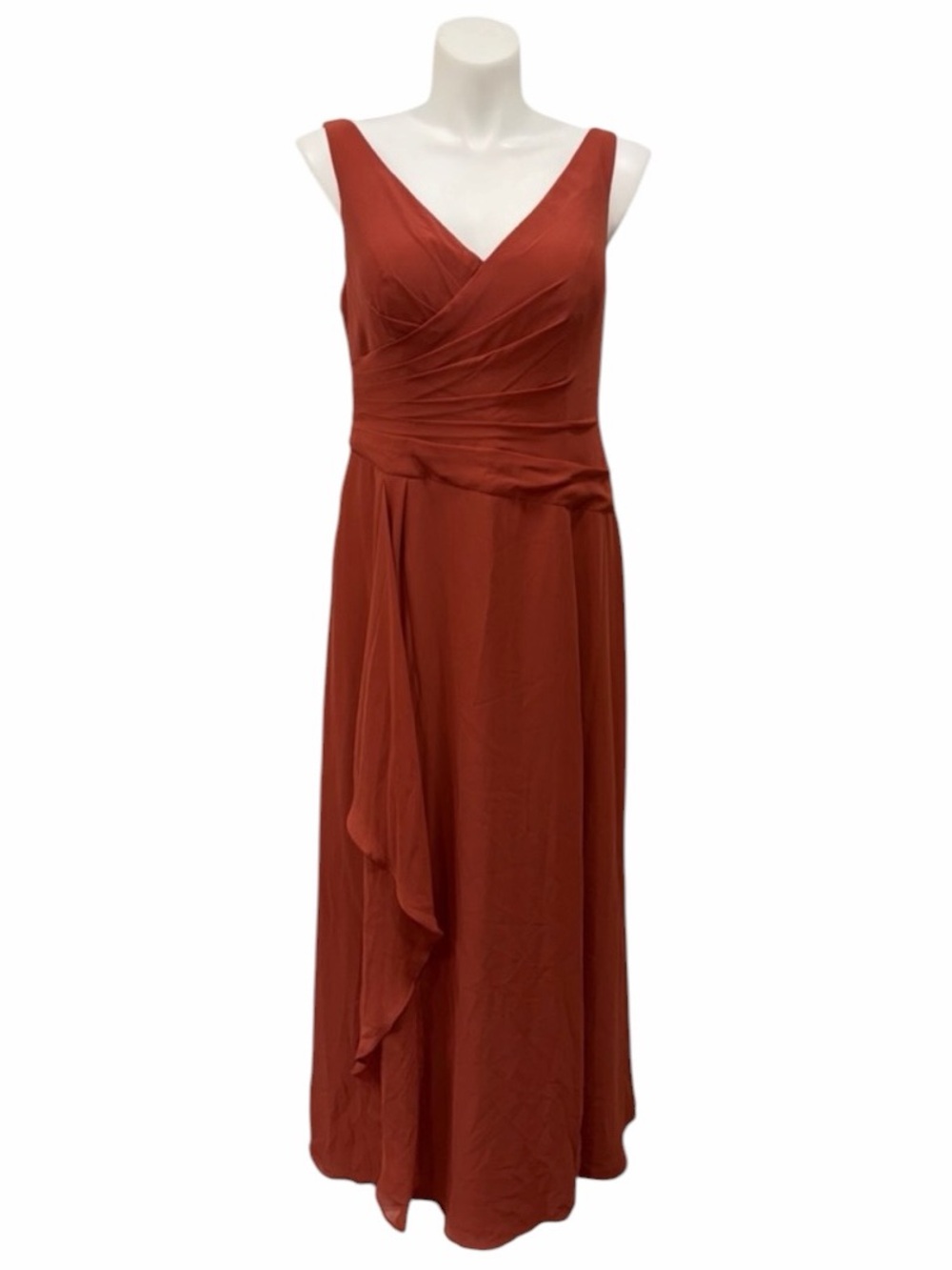 Azazie Kori Terracotta Chiffon Bridesmaid Dress A16 Rust Maxi Wedding Guest
